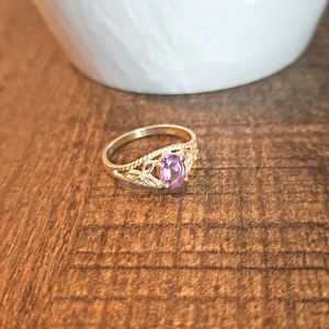Silver Ring with Purple Rhinestone